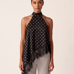 Satin and Lace Halter Top with Asymmetric Hem – product detail view 3