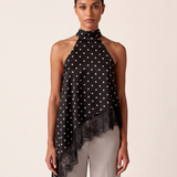 Satin and Lace Halter Top with Asymmetric Hem – product detail view 3