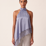 Satin and Lace Halter Top with Asymmetric Hem – product detail view 4
