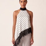 Satin and Lace Halter Top with Asymmetric Hem – product detail view 6