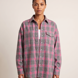Checked Oversized Shirt with Button Front and Chest Pocket – primary product view