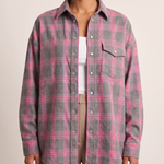 Checked Oversized Shirt with Button Front and Chest Pocket – alternate product view
