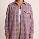 Checked Oversized Shirt with Button Front and Chest Pocket – alternate product view