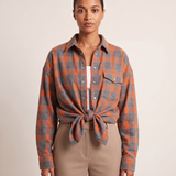 Checked Oversized Shirt with Button Front and Chest Pocket – product detail view 3