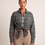 Checked Oversized Shirt with Button Front and Chest Pocket – product detail view 4