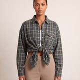 Checked Oversized Shirt with Button Front and Chest Pocket – product detail view 4