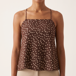 Polka Dot Chiffon Cami with Tie Back and Asymmetric Hem – product detail view 1