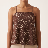 Polka Dot Chiffon Cami with Tie Back and Asymmetric Hem – product detail view 1