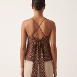 Polka Dot Chiffon Cami with Tie Back and Asymmetric Hem – alternate product view