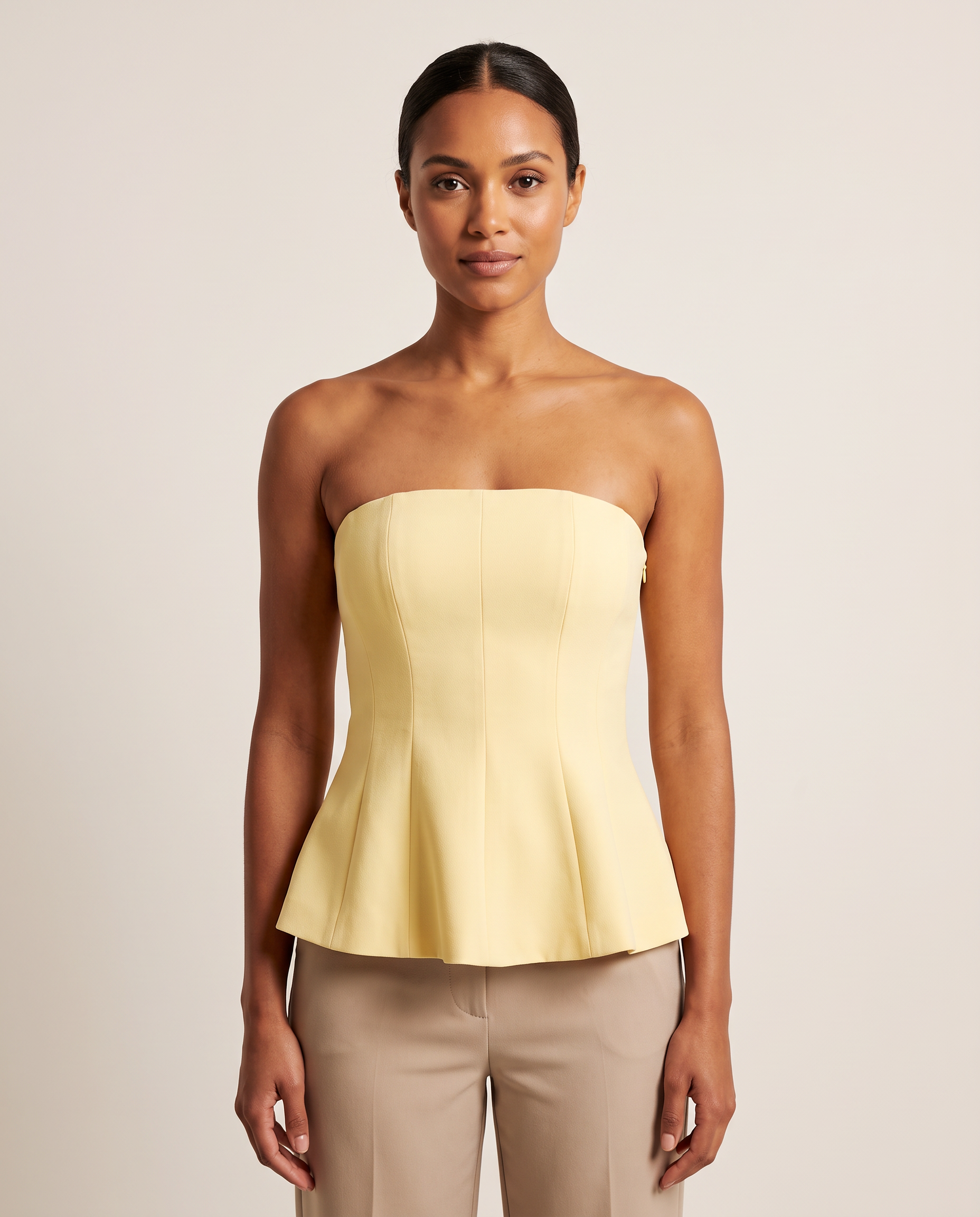 Ruffle Trim Bustier Top with Tube Neckline – primary product view