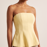 Ruffle Trim Bustier Top with Tube Neckline – alternate product view