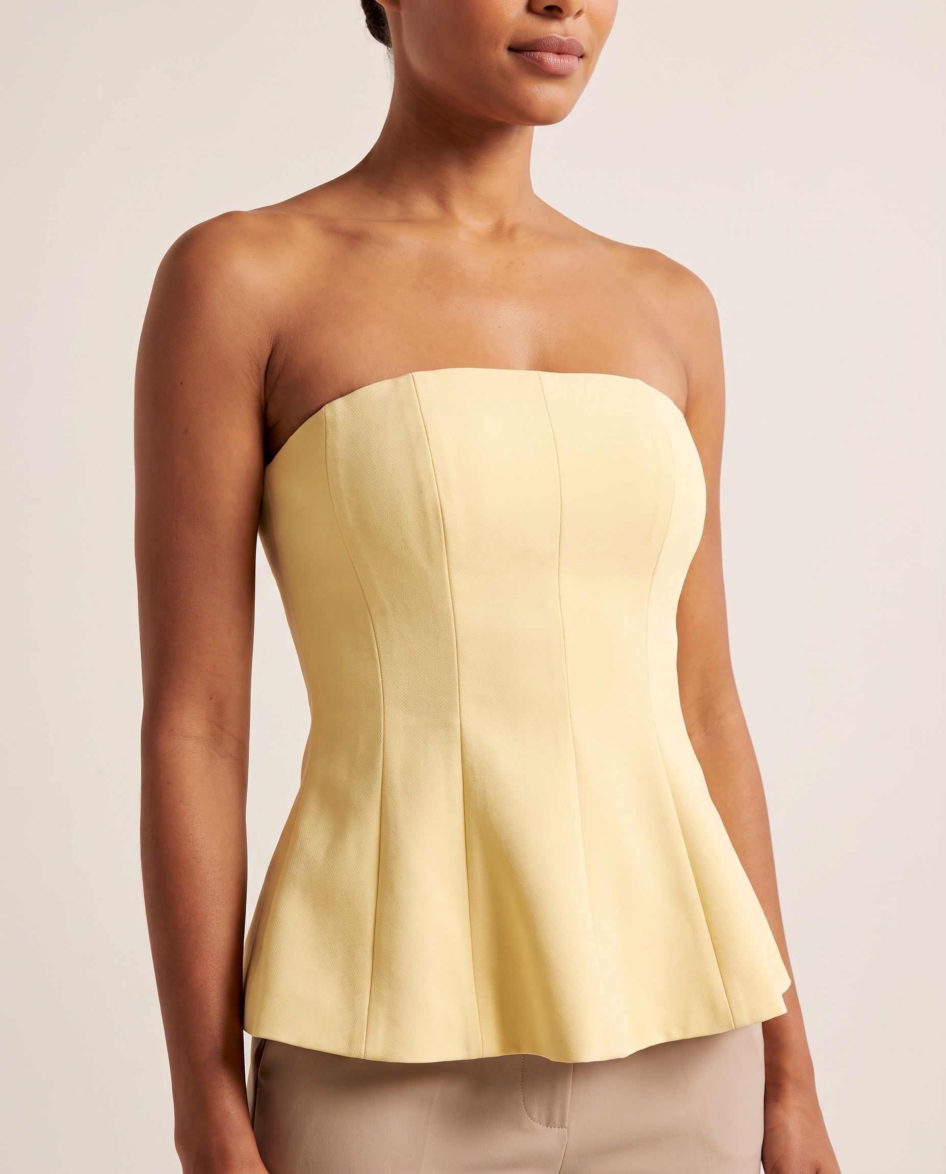 Ruffle Trim Bustier Top with Tube Neckline – alternate product view