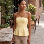 Ruffle Trim Bustier Top with Tube Neckline – product detail view 1