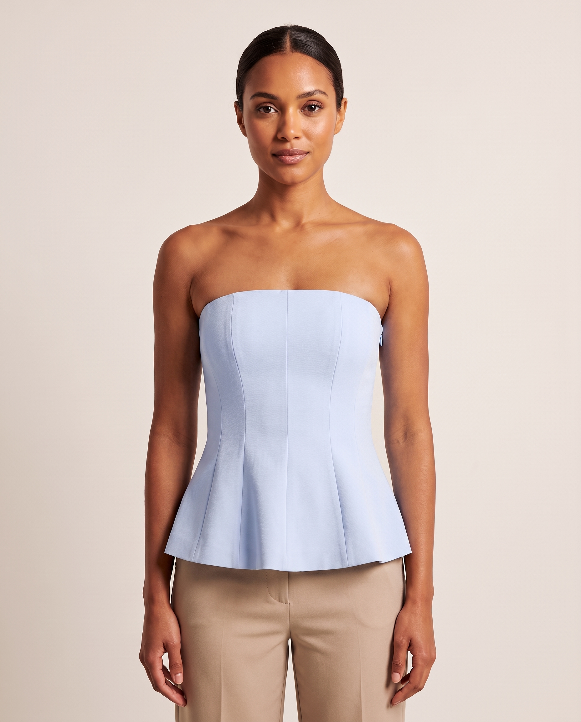 Ruffle Trim Bustier Top with Tube Neckline – product detail view 3