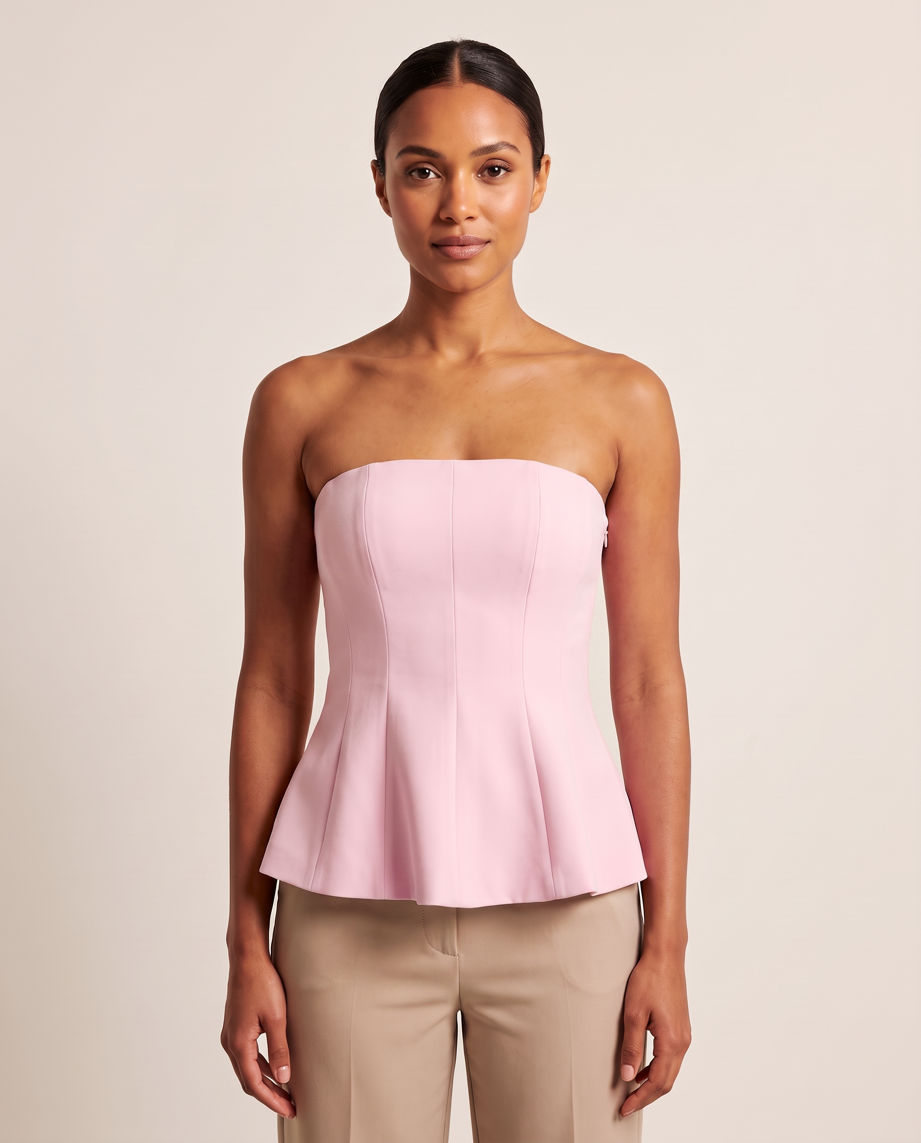 Ruffle Trim Bustier Top with Tube Neckline – product detail view 4