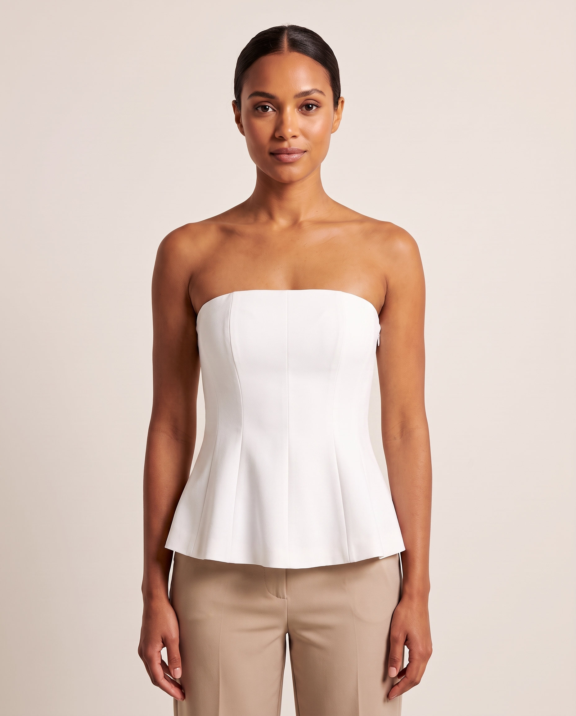 Ruffle Trim Bustier Top with Tube Neckline – product detail view 5