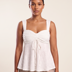 Sweetheart Neck Cami with Ruffle Trim and Drawstring – primary product view