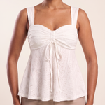 Sweetheart Neck Cami with Ruffle Trim and Drawstring – product detail view 1