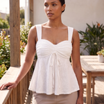 Sweetheart Neck Cami with Ruffle Trim and Drawstring – product detail view 2