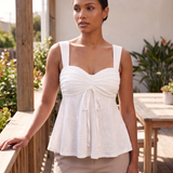 Sweetheart Neck Cami with Ruffle Trim and Drawstring – product detail view 2