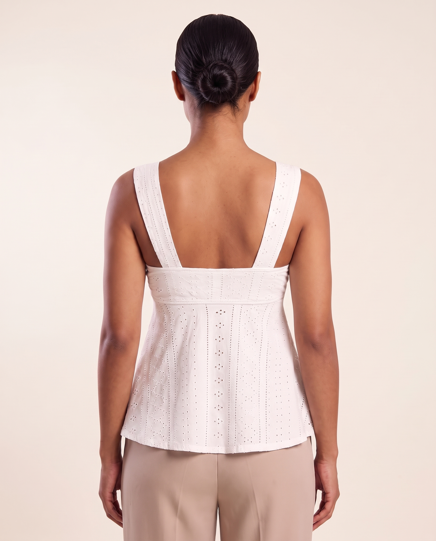 Sweetheart Neck Cami with Ruffle Trim and Drawstring – alternate product view