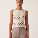 Polka Dot Crop Tank Top with Round Neck – primary product view