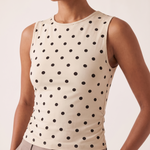 Polka Dot Crop Tank Top with Round Neck – alternate product view