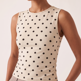 Polka Dot Crop Tank Top with Round Neck – alternate product view