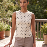 Polka Dot Crop Tank Top with Round Neck – product detail view 1