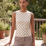 Polka Dot Crop Tank Top with Round Neck – product detail view 1