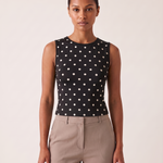 Polka Dot Crop Tank Top with Round Neck – product detail view 2