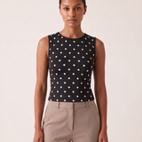 Polka Dot Crop Tank Top with Round Neck – product detail view 2