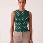 Polka Dot Crop Tank Top with Round Neck – product detail view 3