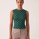 Polka Dot Crop Tank Top with Round Neck – product detail view 3
