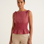 Checked Babydoll Tank Top with Ruffle Trim – primary product view