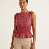 Checked Babydoll Tank Top with Ruffle Trim – primary product view