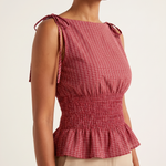 Checked Babydoll Tank Top with Ruffle Trim – product detail view 1