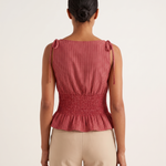 Checked Babydoll Tank Top with Ruffle Trim – alternate product view