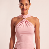 Halter Crop Top with Twist Front and Metal Ring – product detail view 5