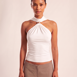 Halter Crop Top with Twist Front and Metal Ring – product detail view 6