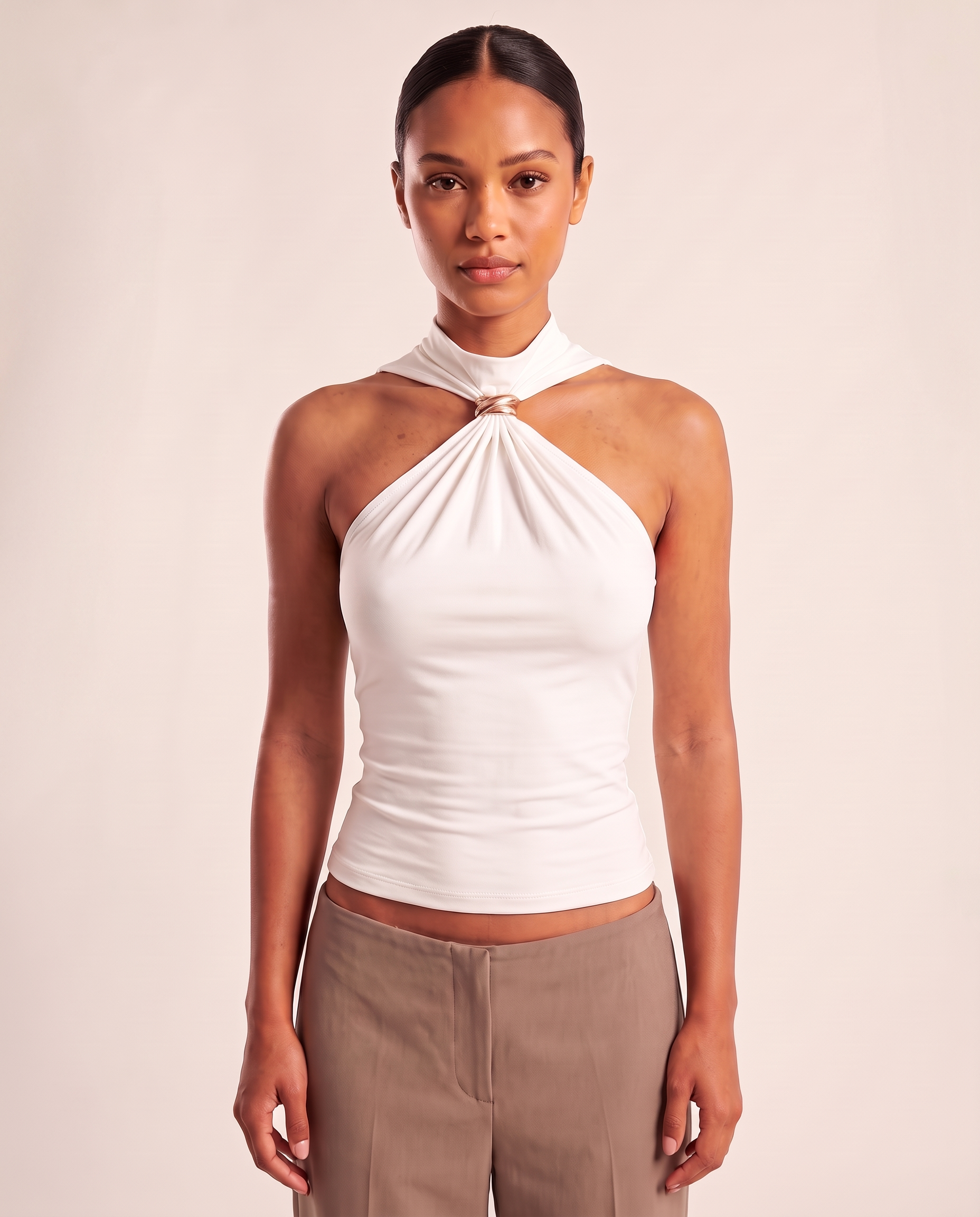 Halter Crop Top with Twist Front and Metal Ring – product detail view 6