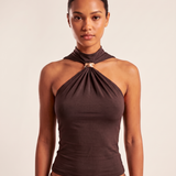Halter Crop Top with Twist Front and Metal Ring – primary product view