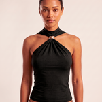Halter Crop Top with Twist Front and Metal Ring – product detail view 3