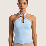 Halter Crop Top with Buckle Detail and Open Back – primary product view