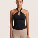 Halter Crop Top with Buckle Detail and Open Back – product detail view 3