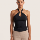 Halter Crop Top with Buckle Detail and Open Back – product detail view 3