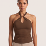 Halter Crop Top with Buckle Detail and Open Back – product detail view 4