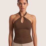 Halter Crop Top with Buckle Detail and Open Back – product detail view 4
