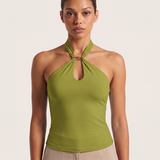 Halter Crop Top with Buckle Detail and Open Back – product detail view 5