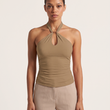 Halter Crop Top with Buckle Detail and Open Back – product detail view 6